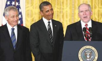 Three criminal sociopaths -- Hagel, Obama and Brennan