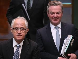 Pyne (right) with useless dunderhead PM Malcolm Turnbull