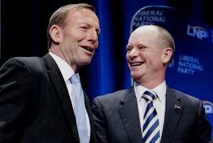 Abbott (left) with clone Campbell Newman