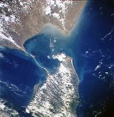 Clearly visible from space - ancient bridge from India to Sri Lanka