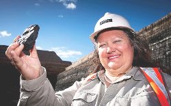 Rinehart holding exhibit 'A' from her QLD coal mine