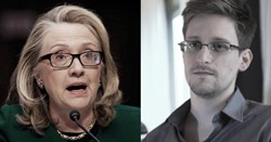 CFR lackey Hillary Clinton and NSA active agent, Ed Snowden 