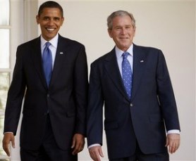 'Blue tie' puppets Obama and Bush