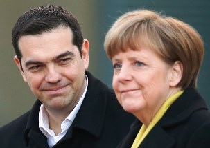 Turncoat Tsipras with extremely pleased Merkel