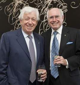 Frank Lowy with his former political servant and Abbott mentor, John Howard