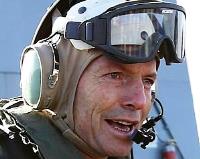 Lying, transparent dunce Tony Abbott doing a George W Bush 'mission debacle'